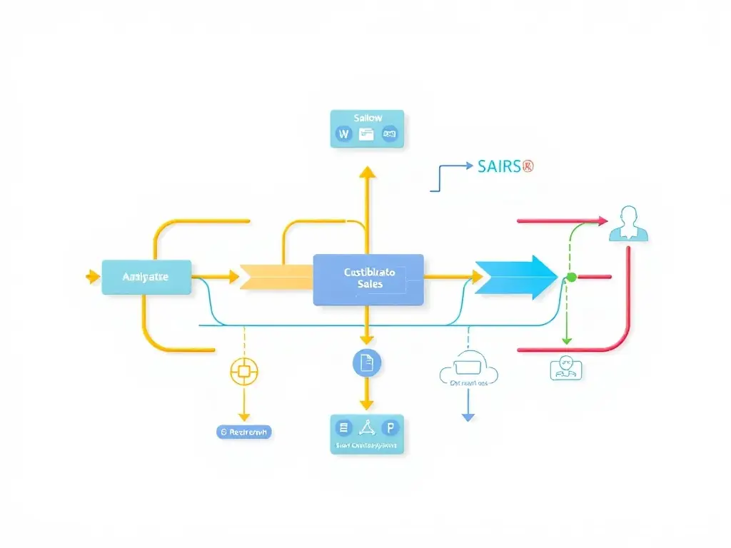 Illustration of optimized sales and distribution channels in a flowchart format.